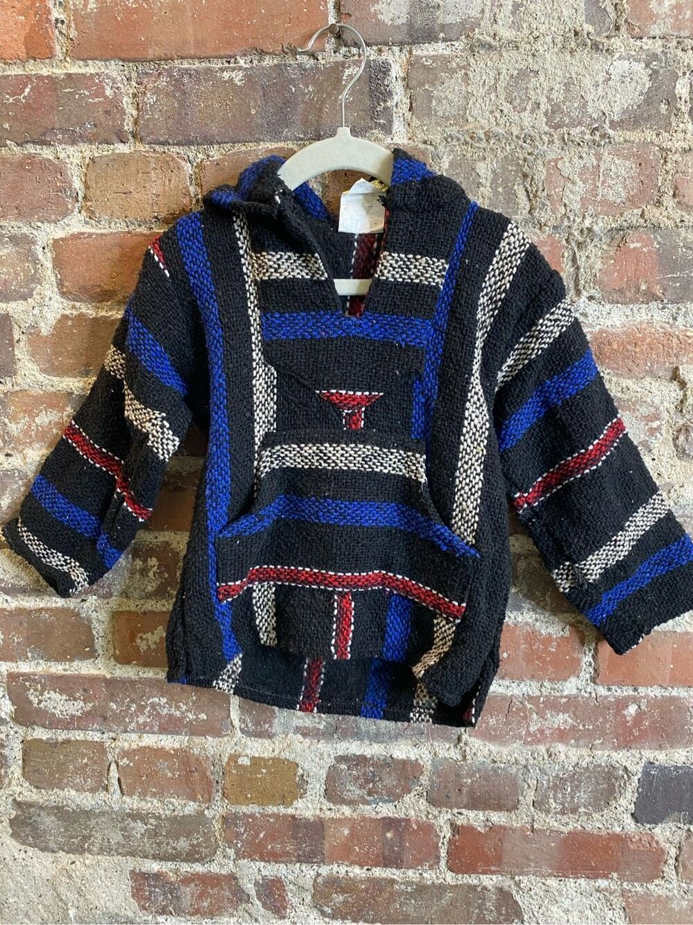 Frank’s Textiles Baja Kids 4T Black/Blue/Red Stripe Pullover Hoodie